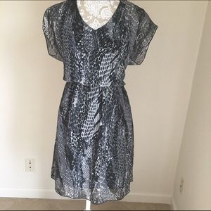 sheer snake print dress with sleeves