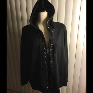 Hoodie black with reinstones
