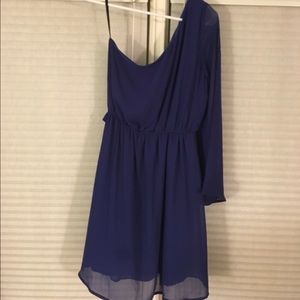 Blue one-shouldered dress