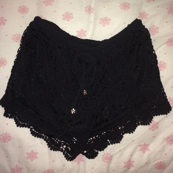 black crochet shorts