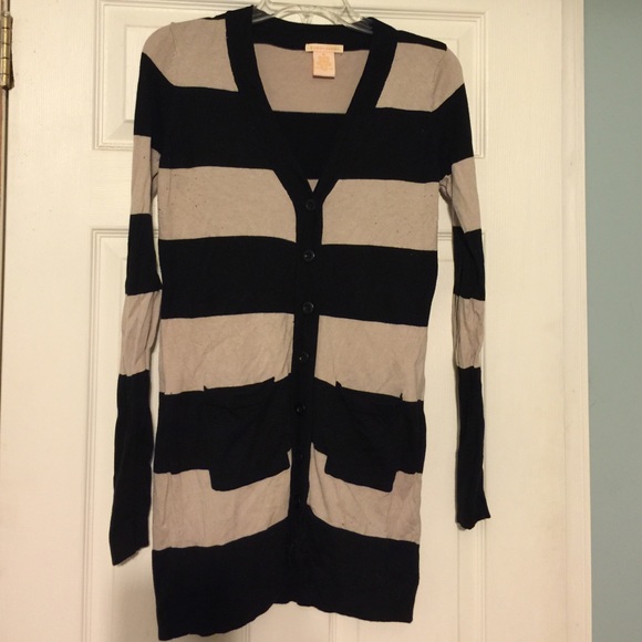 Sweet Romeo  Sweaters - Stripe Tunic Cardigan