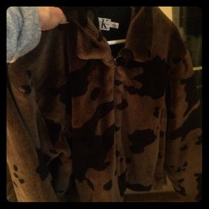 Bomber-style Mixed Hue Faux Fur Calvin Klein