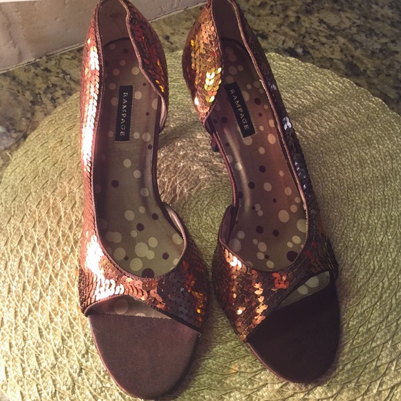 Copper Sequin Peep Toe Shoe-S8