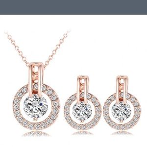 18k Rose Gold plated Necklace & Earring Set