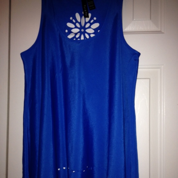 Cute blue tank top with cutouts