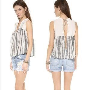 Free People Embroidered Open Back Tank