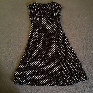 Chaps Black/White Polka Dot Dress
