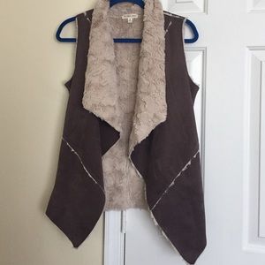 Sherpa and suede vest