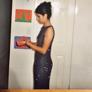 Gorgeous form fitting, long, evening gown.