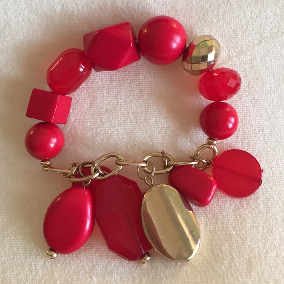 Stretch red and gold bracelet