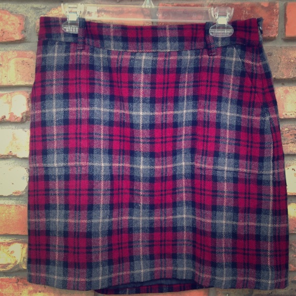 Eddie Bauer Mercer Fit Plaid Skirt Wool Blend