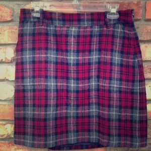 Eddie Bauer Mercer Fit Plaid Skirt Wool Blend