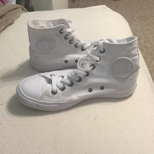 All White Hightop Converse Shoes