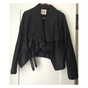 Vegan black faux leather jacket