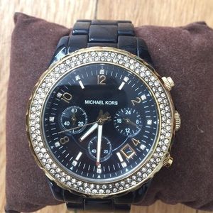 Michael Kors Black & Rhinestone women's watch