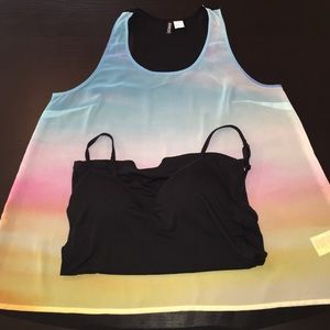 🎯SOLD🎯H&M loose see-through blouse + tank built
