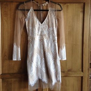 Sheer nude luxxel lace dress