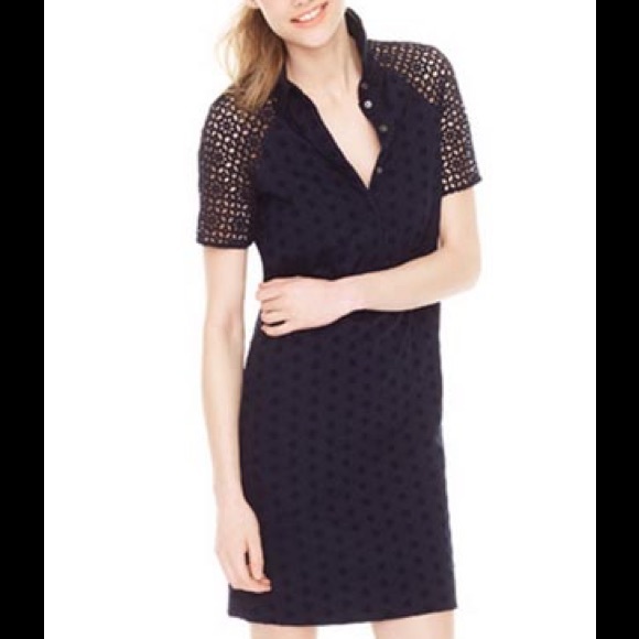 J. Crew Navy Eyelet Shirtdress Sz 2