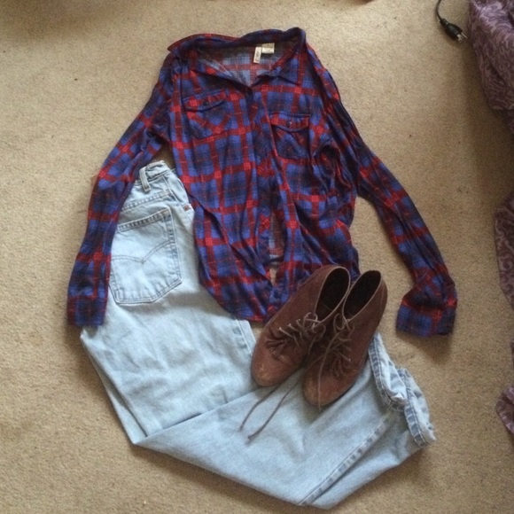 Blue and red flannel