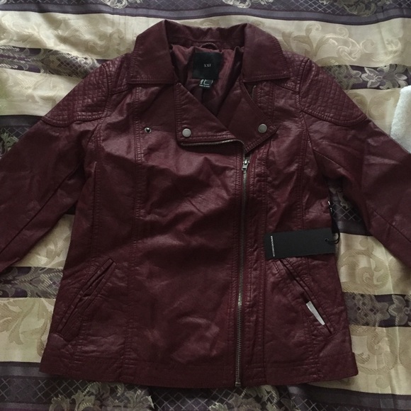 Burgundy forever 21 leather jacket