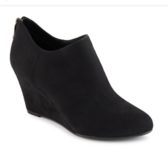 Black wedge booties