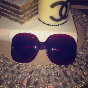 Yves Saint Laurent Burgundy Oversized Sunglasses