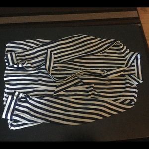 Striped tie neck blouse