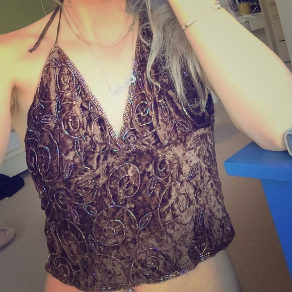 Vintage Beaded strappy halter