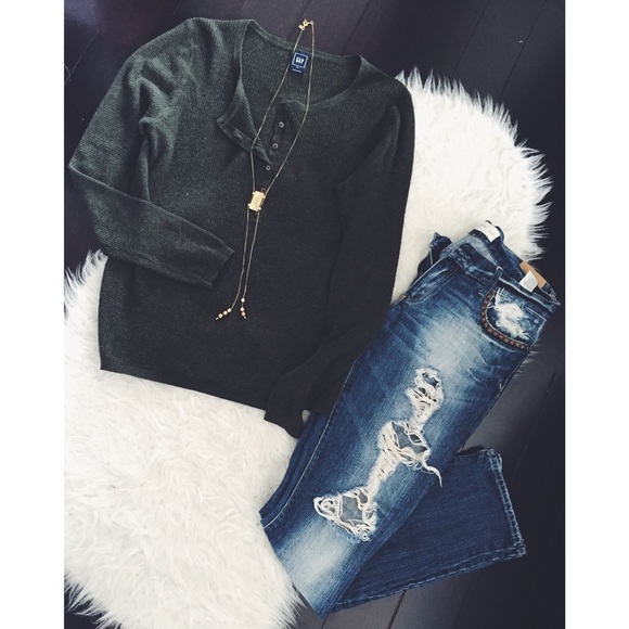 GAP Tops - Olive Green Long-sleeve Henley