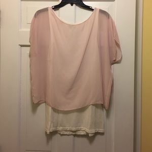 Express white tan top with sheer blush pink cover