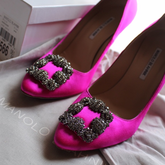Stunning Pair Fuchsia Manolo Blahnik Hangisi 110m - Picture 2 of 3