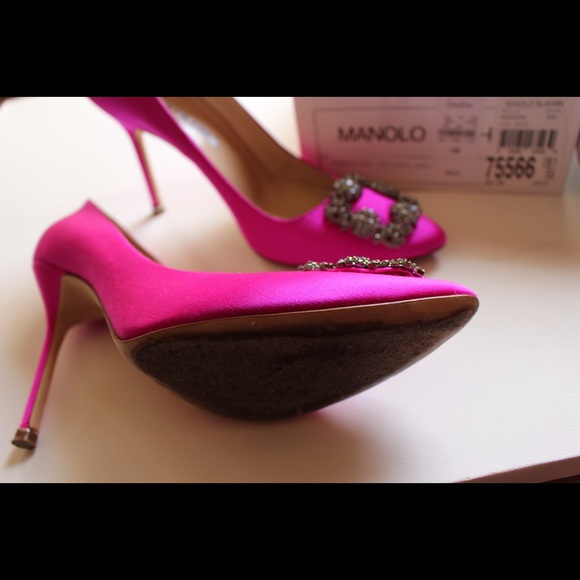 Stunning Pair Fuchsia Manolo Blahnik Hangisi 110m - Picture 3 of 3