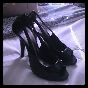 Black open toe heels