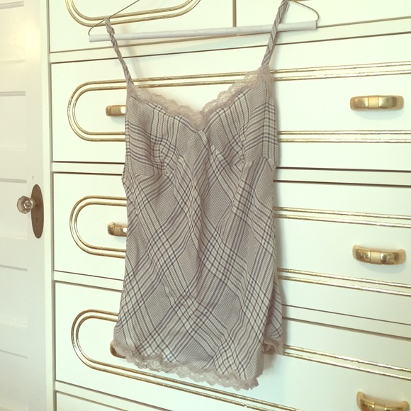 Plaid Cami with Lace Trim