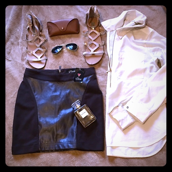 Chocolate brown leather skirt