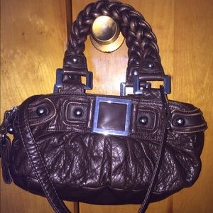 Wilsons leather handbag black rivet satchel