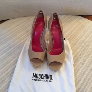 MOSCHINO nude platform peep-toe heels!