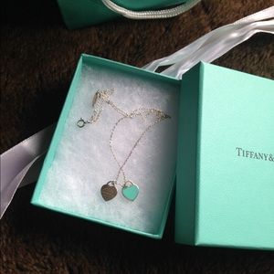 Tiffany & Co blue and silver heart necklace