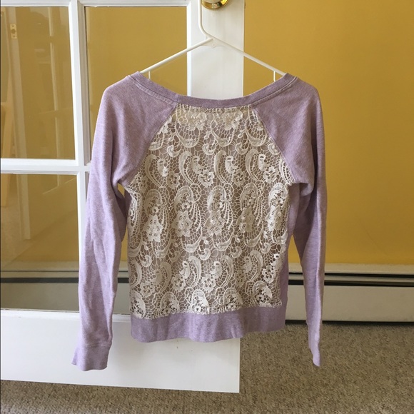 Garage lavender lace back sweatshirt - Picture 1 of 2
