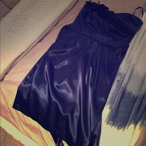 Strapless blue silk dress