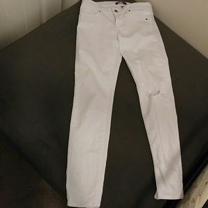 Paige peg skinny white jeans