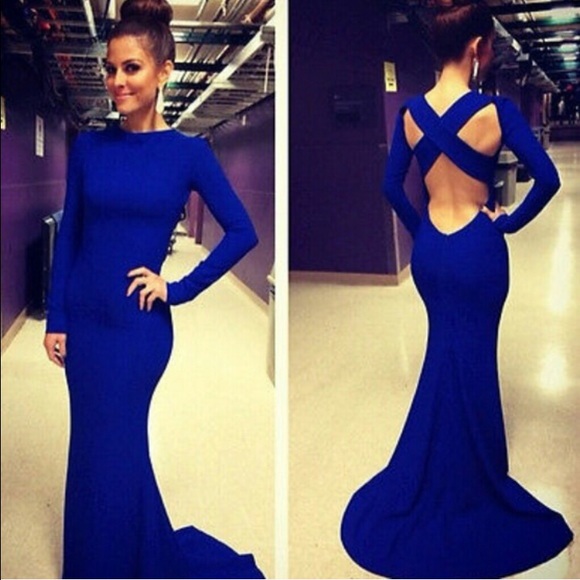 Reposh electric blue open back gown