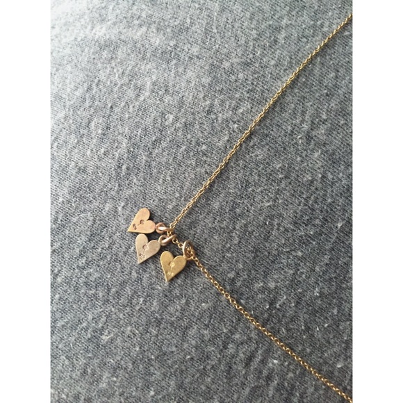 Sterling Silver Delicate Tri-tone Heart Necklace - Picture 3 of 3