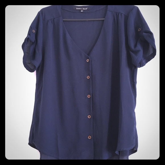 Navy silky blouse