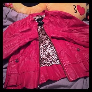 Red Faux soft leather jacket from Belk