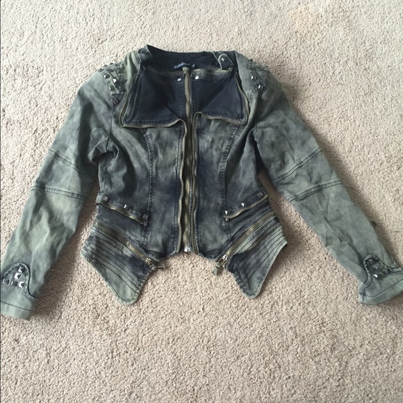 Army fatigue green/black unique motto jacket