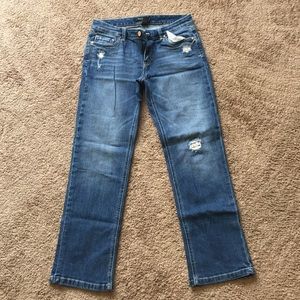 Distressed sequin jeans