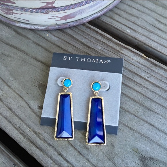 St. Thomas Blue Post Drop Earrings