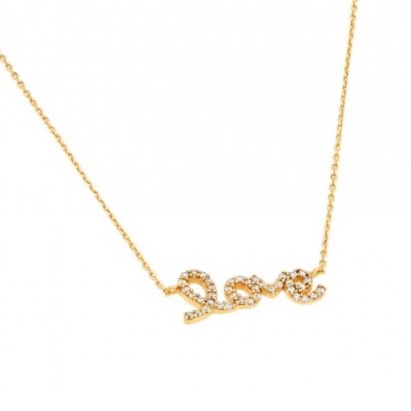 Gold plated clear CZ Love necklace