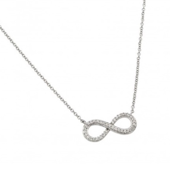 Sterling silver clear CZ infinity necklace
